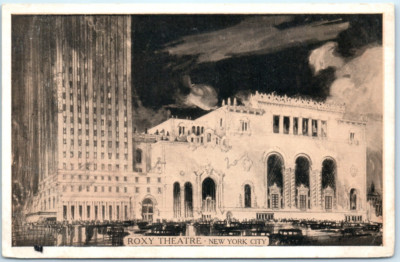 Vintage 1950s Postcard Roxy Theatre New York New York City Black & White Opera