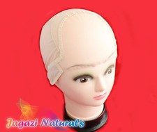 UK: Beige Snuggle Glueless Full Lace Wig Making Cap. Weaving Mesh Net, Strap
