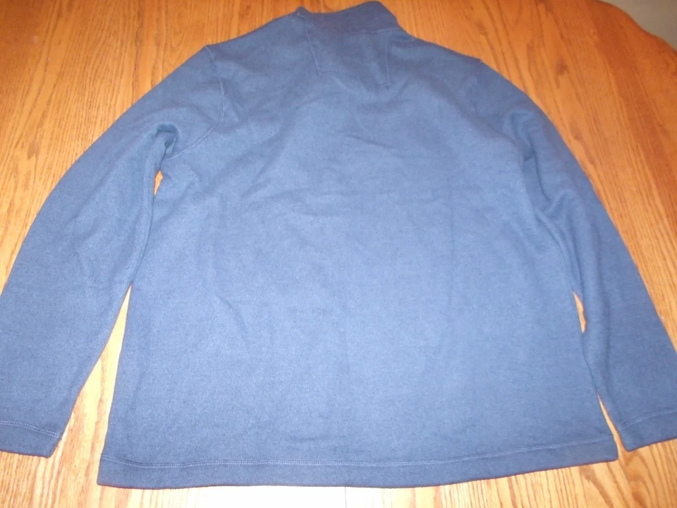 New Mens G.H. Bass & Co Denim Heather Blue Rock Sweater Fleece 1/4 Zip Medium M - Image 2 of 2