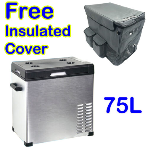 75L 12V/24V/240V Portable Car Truck Fridge Freezer With Free Insulated Cover Bag - Picture 1 of 12