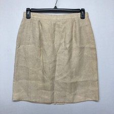 Vintage Talbots Women 100 Irish Linen Skirt Size 12 Beige B246 -10