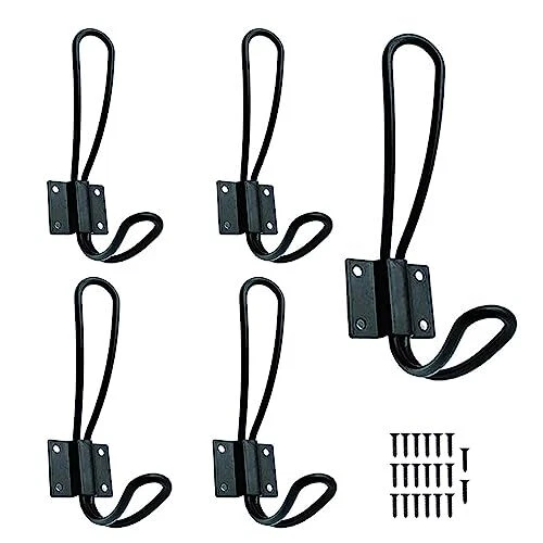 Rustic Entryway Hooks - Black Wall Hooks for Hanging with 20pack Metal  5pack