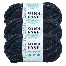  3 Pack Lion Brand Yarn 640-540B Wool-Ease Thick  Quick Bulky Yarn,NightShadow