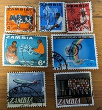 GM224 ZAMBIA 7 USED STAMPS