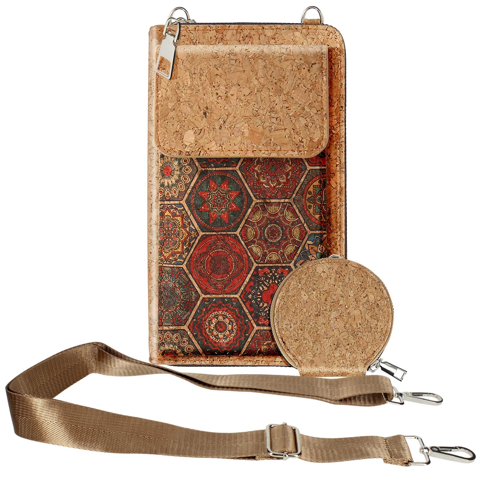 Sacoche en liège triple poche magnétique Avizar pour ranger vos essentiels avec style