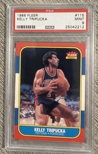 1986 FLEER BASKETBALL #115 KELLY TRIPUCKA PSA 9 MINT CENTERED FRONT AND BACK