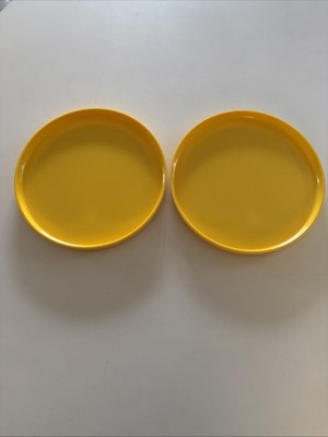 HELLER DESIGN by Massimo Vignelli Set of 2 YELLOW dinner plates 9.75'' diameter