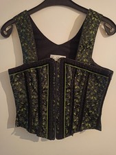 Lisas Landhaus Trachtenmieder Corsage Schwarz Mit Floralem Muster Gr. 34