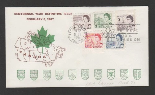 Canada 1967 Centennial low values FDC unusual cachet
