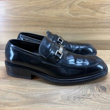 GUCCI Vintage Horsebit Loafers Mens 40.5 E US 7.5 8 E Black Leather Square Toe