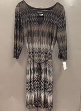 CONNECTED APPAREL Womens Black 3/4 Sleeve Mini Evening Dress 12 -NWTs!