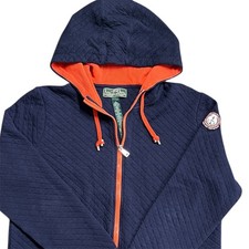 LRL Ralph Lauren Active Quilted Zip Up Hoodie Navy Orange Women's Size L