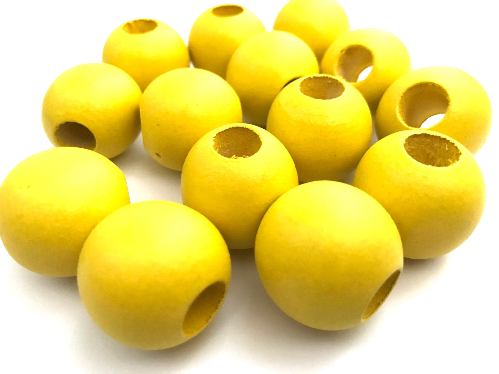 20 pcs 25mm Yellow Wood Beads Bead Jewelry Making Wooden Tool Round Macrame Craf