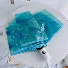 Whale pattern transparent automatic umbrella children travel three fold umbrella