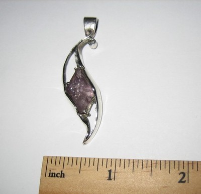 2'' HAND MADE NATURAL PURPLE SPINEL & TOPAZ CRYSTAL 0.925 STERLING SILVER PENDANT