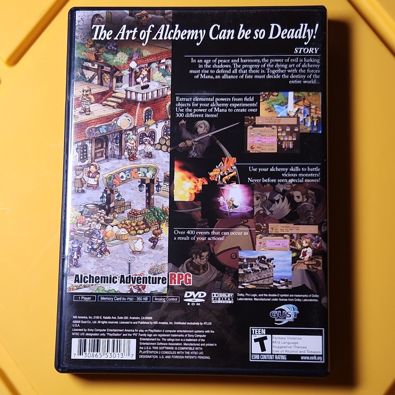 NIS America Atelier Iris: Eternal Mana Sony PlayStation 2 case with town scene, magic, and colorful fantasy characters.