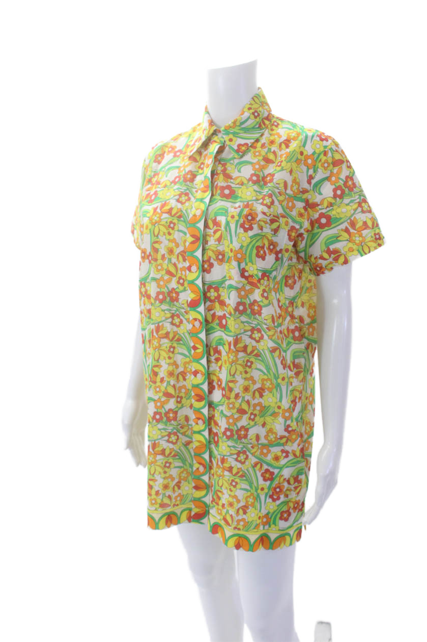 Solid & Striped Womens Button Up Collared Floral … - image 2