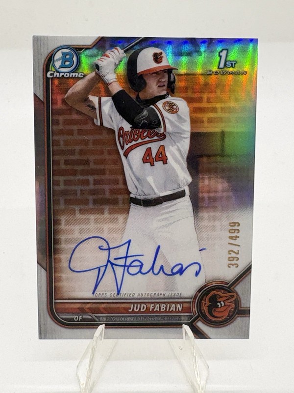 Jus Fabian 2022 Bowman Chrome Draft 1st Refractor Orioles Auto /499