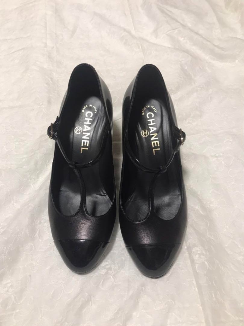 Chanel Black Leather Almond Toe Pumps Shoes Sbbize