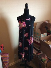 Nine West Black Pink Floral Print Dress Size 12