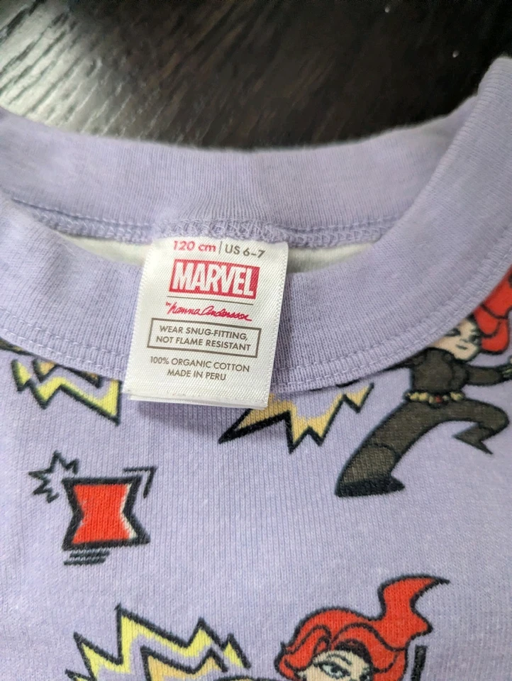 Kids Hannah Andersson Unisex Marvel Summer PJ Set Short Sleeve Purple Size 6-7 - Image 4 of 4