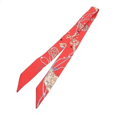 HERMES Twilly Doll Reclair Poir Key Polka Dot Scarf Silk Grenadine Beige Multi