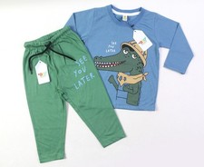 2 Pc Winter All Season Casual Suit Long Sleeves Shirt Trouser For Kids