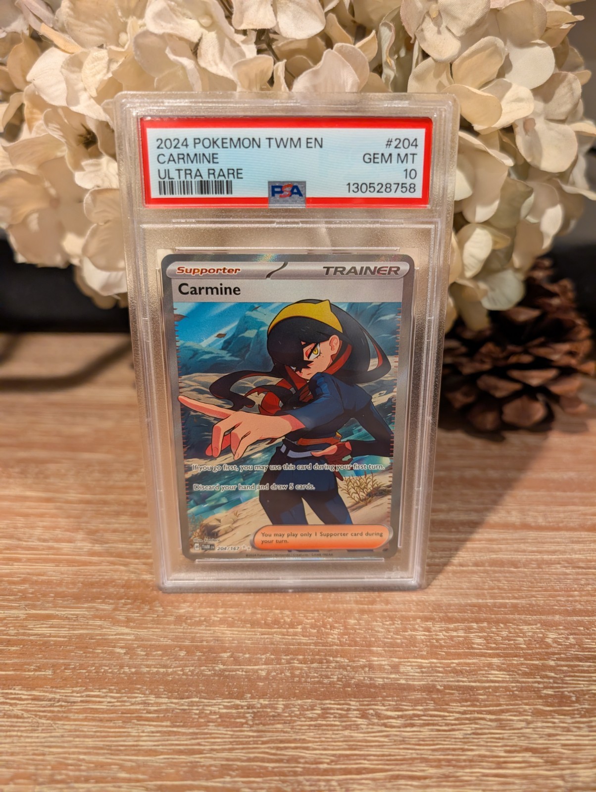 2024 POKEMON TWM EN-TWILIGHT MASQUERADE ULTRA RARE #204 CARMINE PSA 10