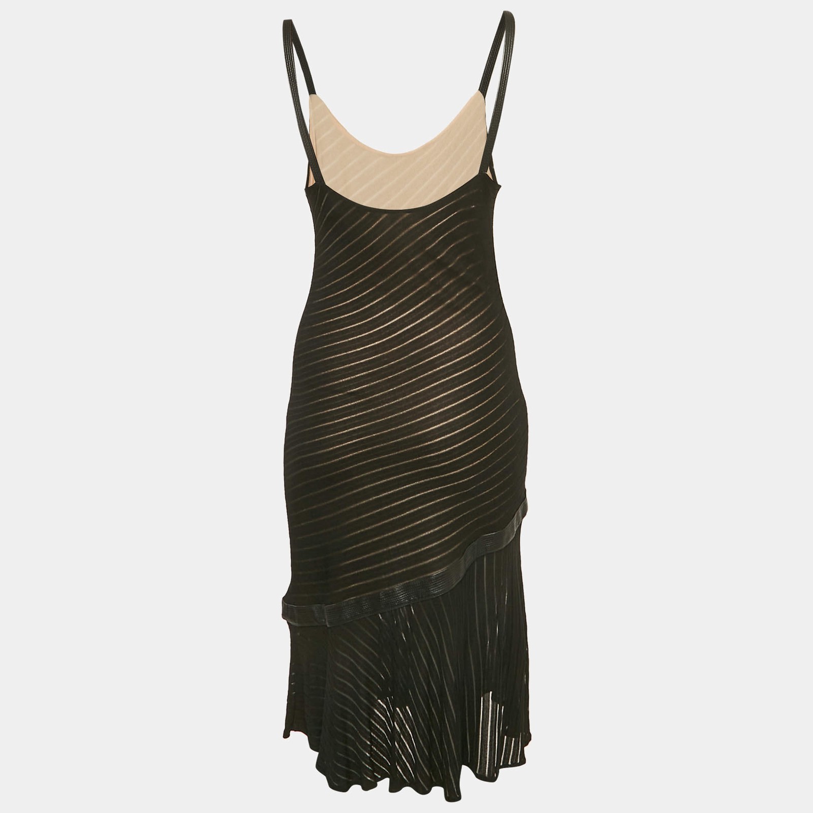 Gianni Versace Couture Black Pattered Knit Leather Trim Short Dress M image 2