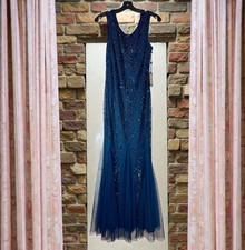 Adrianna Papell Teal Beaded Formal Dress Size 14 Mother Of Bride Evening Gown