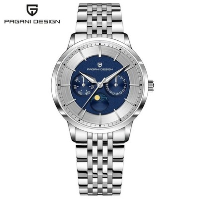 40MM PAGANI DESIGN Quartz Luxury Watch Men's Moon phase Stainless Waterproof NEW