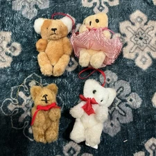 Miniature Jointed Teddy Bear Dollhouse Micro Mini Plush Toy Stuffed VTG Lot 4