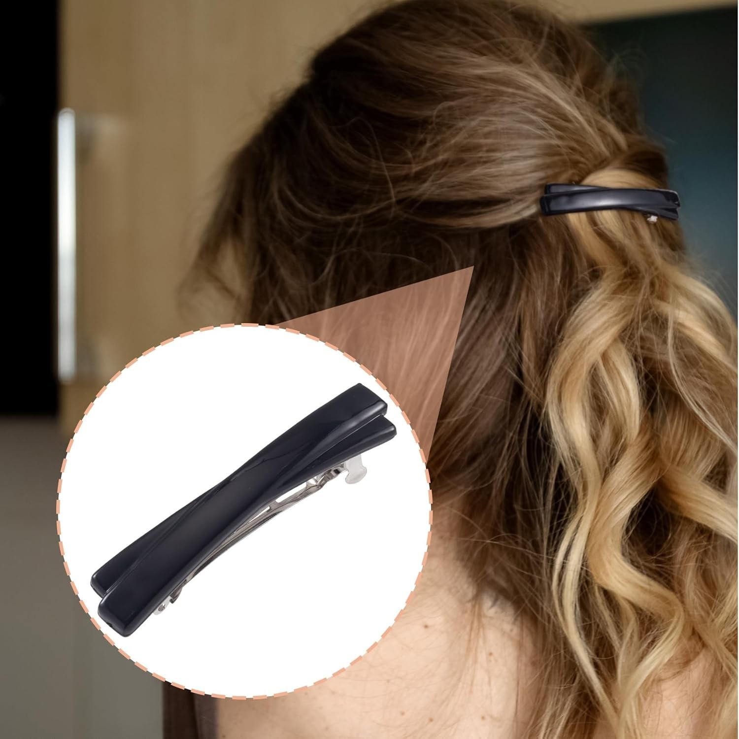 4PCS French Barrette Hair Clips for Women, 2.56 Inch Small Tortoise Shell Hair C