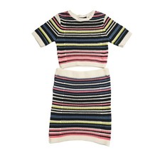 Nasty Gal Collection Cropped Striped Sweater Skirt Set Size S / M