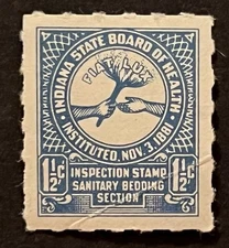 Travelstamps: US Revenue Stamps Indiana State Board of Health - Bedding - MNH OG