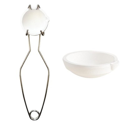 Small Melting Ceramic Crucible Dish Cup Set with Whip Tongs Handle 2A Melting...