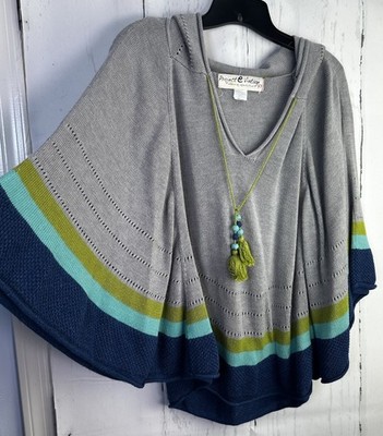 Anthropologie Project E Vintage One Size Grey Hooded Batwing Sweater
