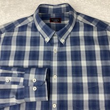 UNTUCKit Dress Shirt Mens Large Blue/White Plaid Slim Fit Wrinkle Free