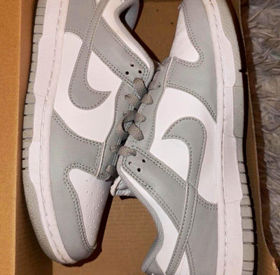 Nike Dunk Low Colorblock Gray/White Lace-Up Low Top Rubber Sole Sneakers