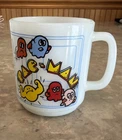 Vintage 1980s Pac-Man Glasbake Milk Glass Mug - Retro Arcade Collectible USA