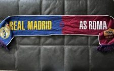 Football / Soccer scarf commemorating Real Madrid v Roma friendly 8.7.18 
