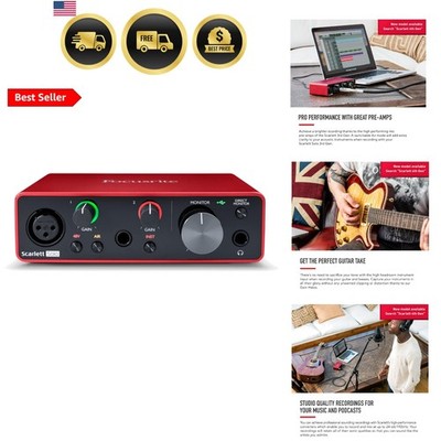 Scarlett Solo 3rd Gen USB Audio Interface for Guitarists, Vocalists, Podcaste...