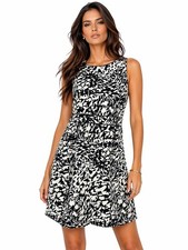 Tory Burch Black Ivory Abstract Print Sleeveless Sheath Dress Size 4