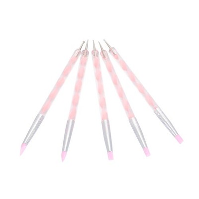 5pcs Dual Ended Carving Sculptur Pen Set Silicone Head Dotting Pen Manicure BLW