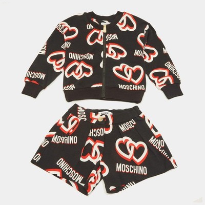 Moschino Kids Black Logo Print Cotton Shorts Set 4Yrs