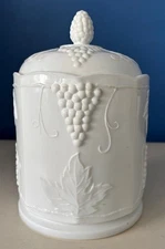 MISC. VINTAGE NEW OLD STOCK MILK GLASS CANISTER/JAR OR CANDY DISH-READ