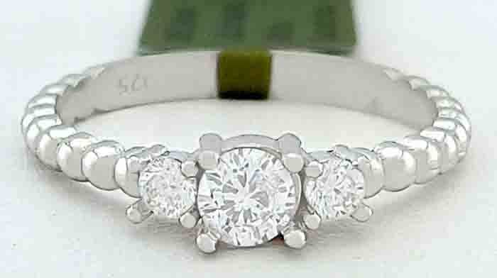 LAB CREATED 0.35 Cts WHITE SAPPHIRE RING SOLID .925 SILVER - New With Tag