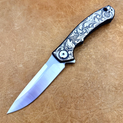 Zero Tolerance ZT 0450 Plain Edge Folder Black  Titanium Wolf Howl Pattern zt450