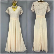 Bnwt mela london blush lace subtle sequin wedding occasion long maxi dress 10