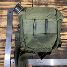 U.S. Military Army Issue 2 Qt Collapsible Canteen Complete OD Green Nice Usable
